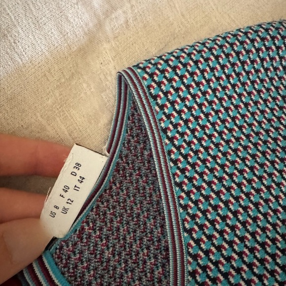 Akris Punto Textured Blue Sleeveless Jacquard-Knit Fit-And-Flare Dress Size 8 - Picture 5 of 5